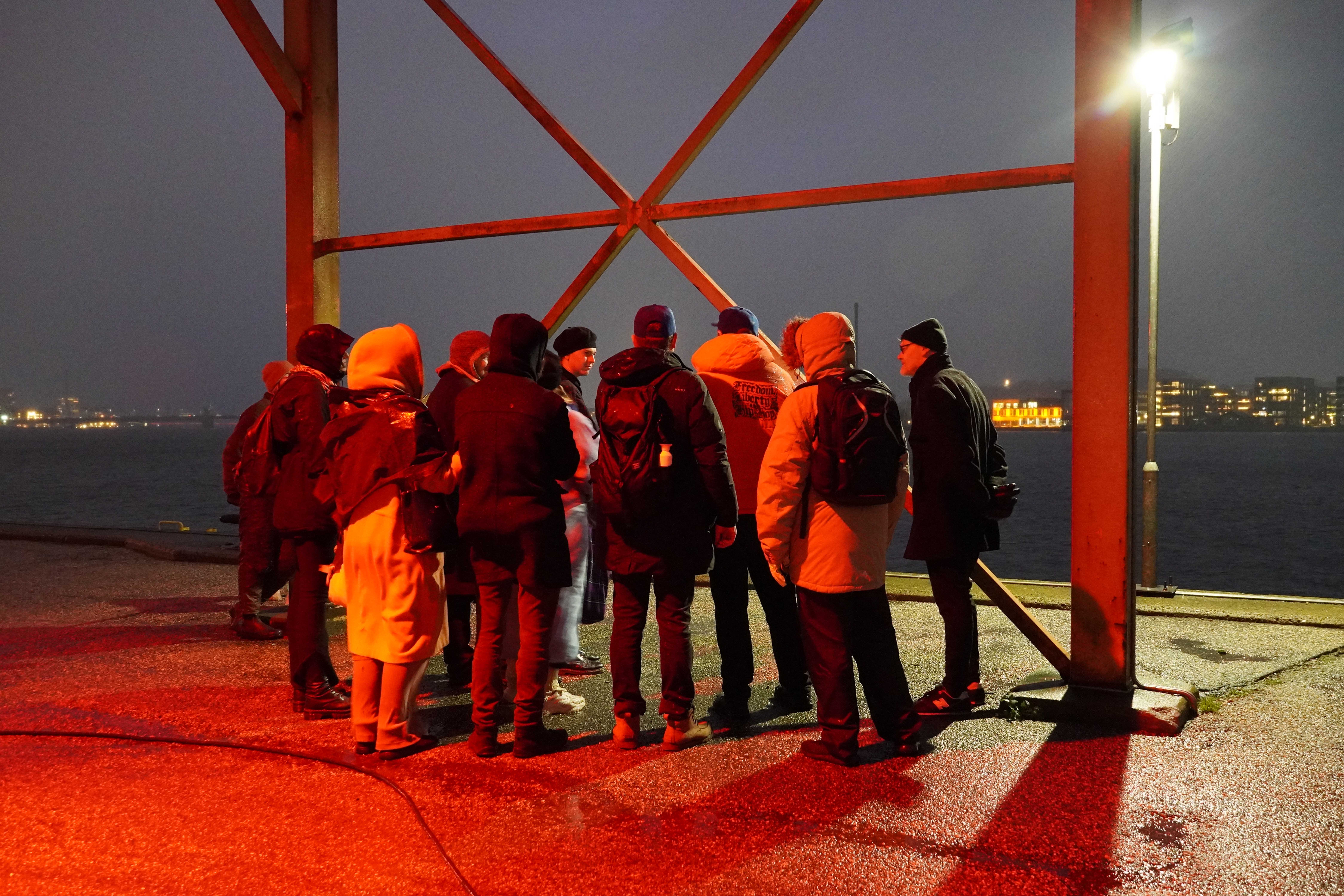AALBORG ER FREMTIDEN (AALBORG IS THE FUTURE), Performative City Walk, Kristoffer Ørum, f.eks., Aalborg, 2024 (photocredit: Rikke Ehlers Nilsson)